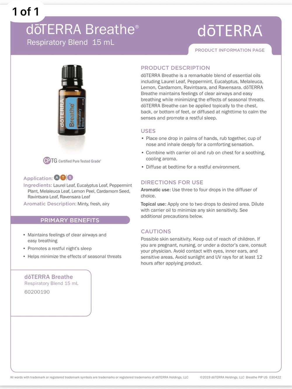 DoTERRA On Guard, deep blue, breathe, lavender ✨✨✨✨ - Picture 10 of 12